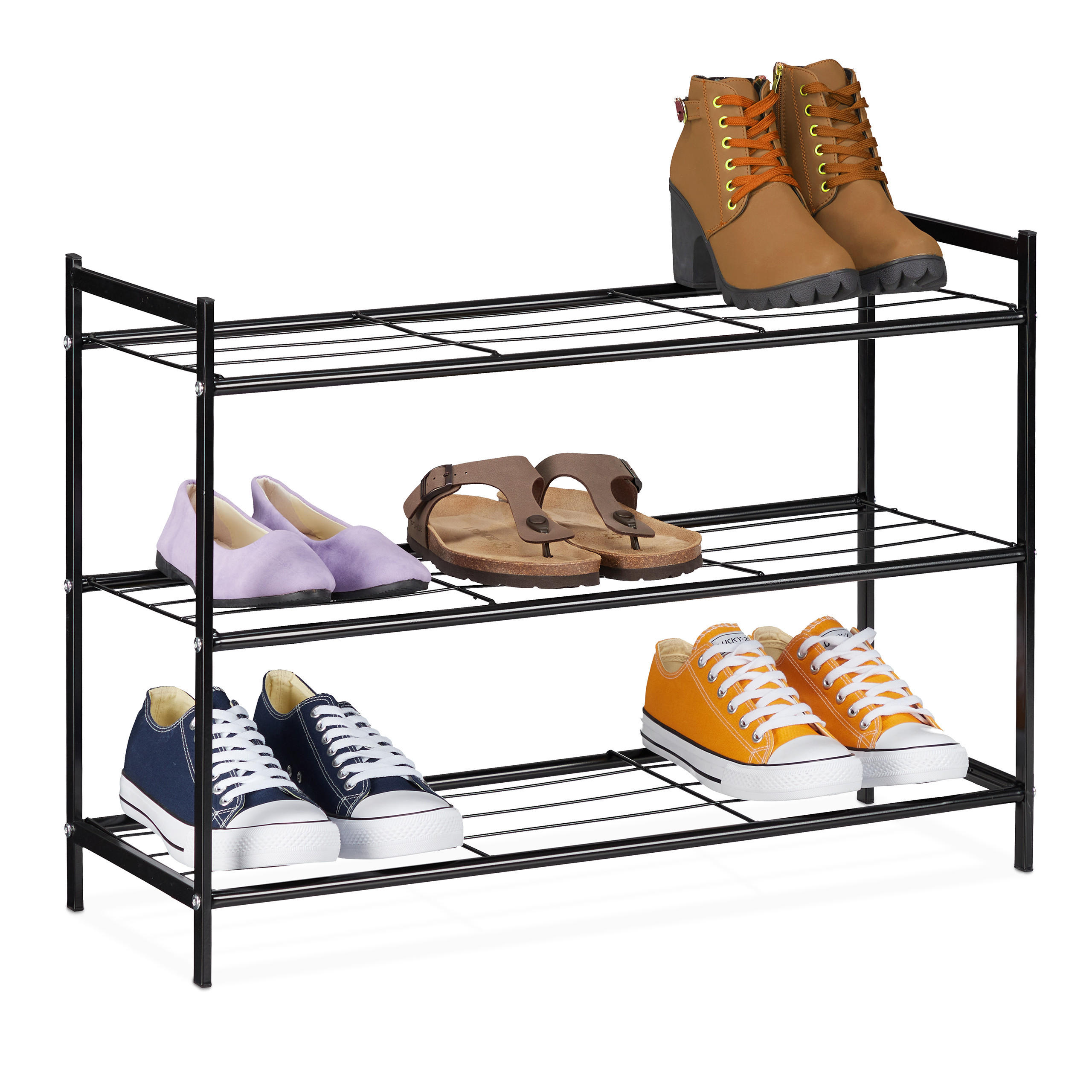 SCHUHREGAL - Schwarz, Metall (70/50/26cm) - Relaxdays