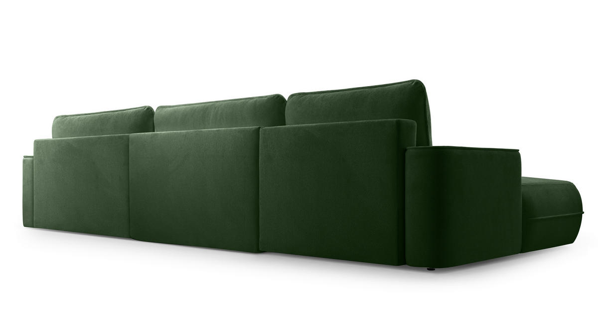 WOHNLANDSCHAFT Peoni Grün 364/168/87 cm mit Schlaffunktion - Dunkelgrün/Schwarz, Kunststoff/Textil (364/87/168cm) - AX Living