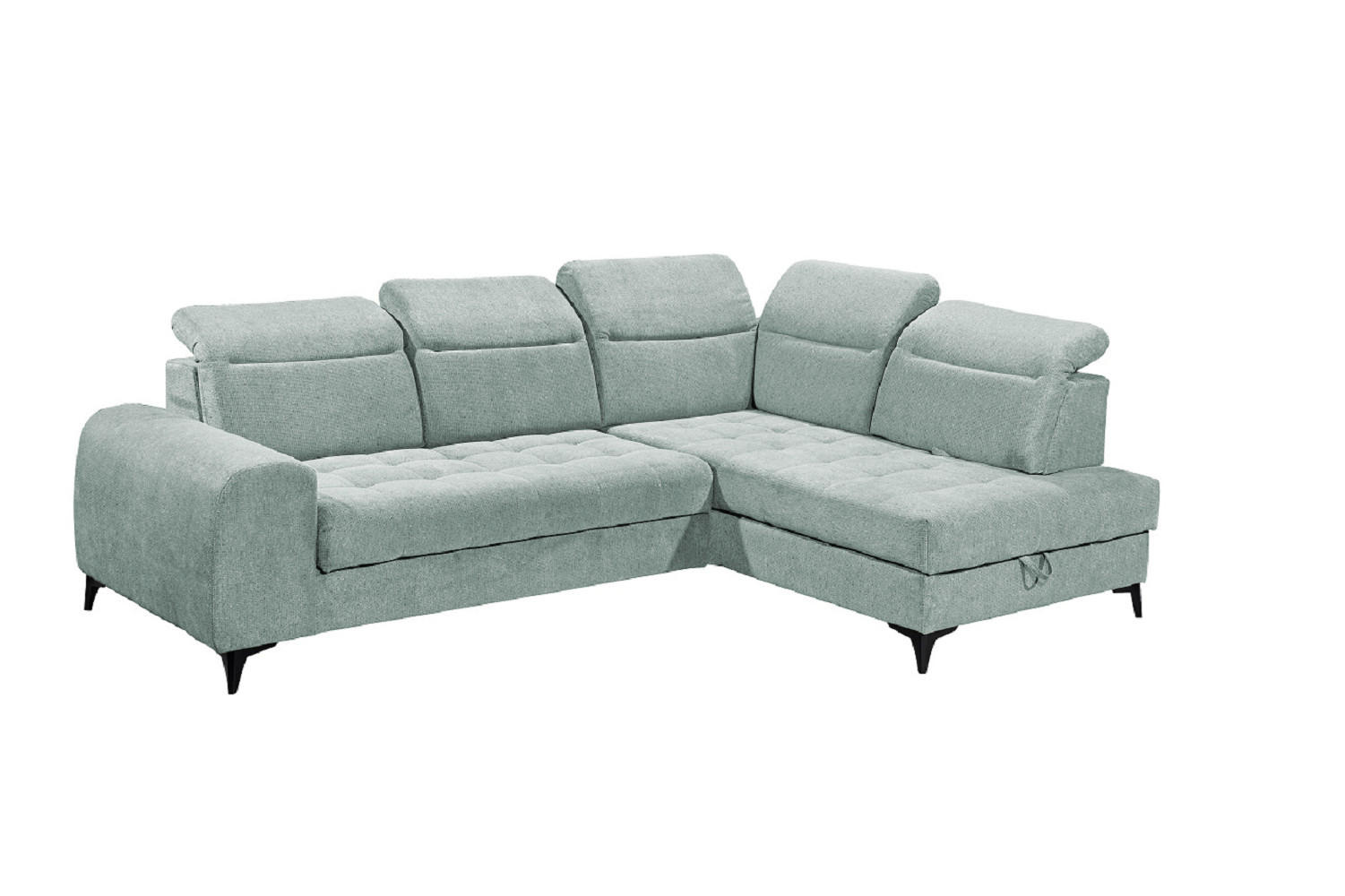 ECKSOFA mit elektrischer Sitztiefenverstellung - Hellblau, Kunststoff/Textil (200/282cm) - ed exciting design