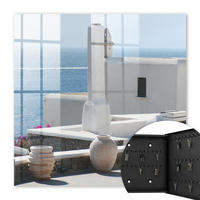 SCHLÜSSELBOX Schwarz 30x30 cm- Türöffnung nach rechts - Weiße Häuser in Griechenland am Meer - Weiß, Metall (30/30/5cm) - TULUP
