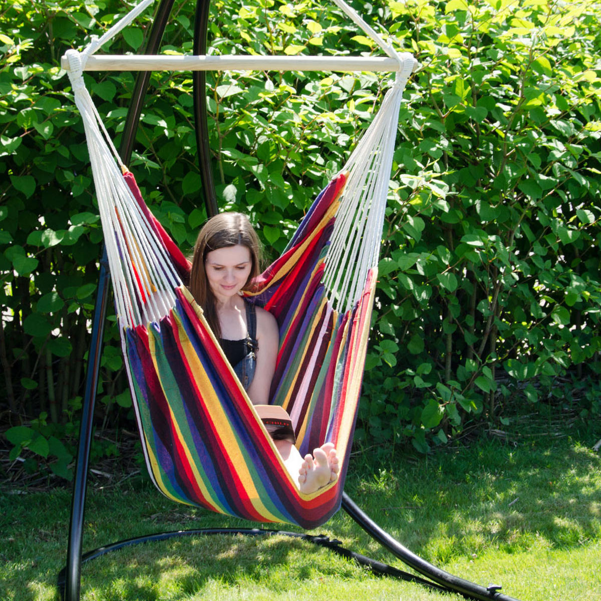 XXL HÄNGESESSEL 185/130 cm Belastbar bis 150 kg Multicolor - Multicolor, Textil (130/155/185cm) - Amanka