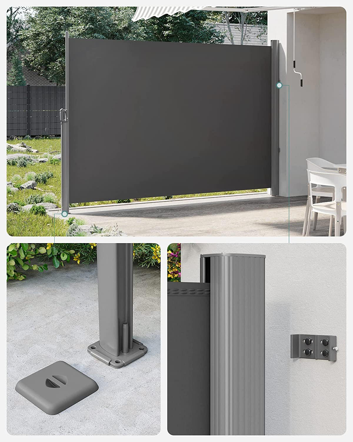 SEITENMARKISEM - Grau, Metall (200/13/350cm) - Hansiro