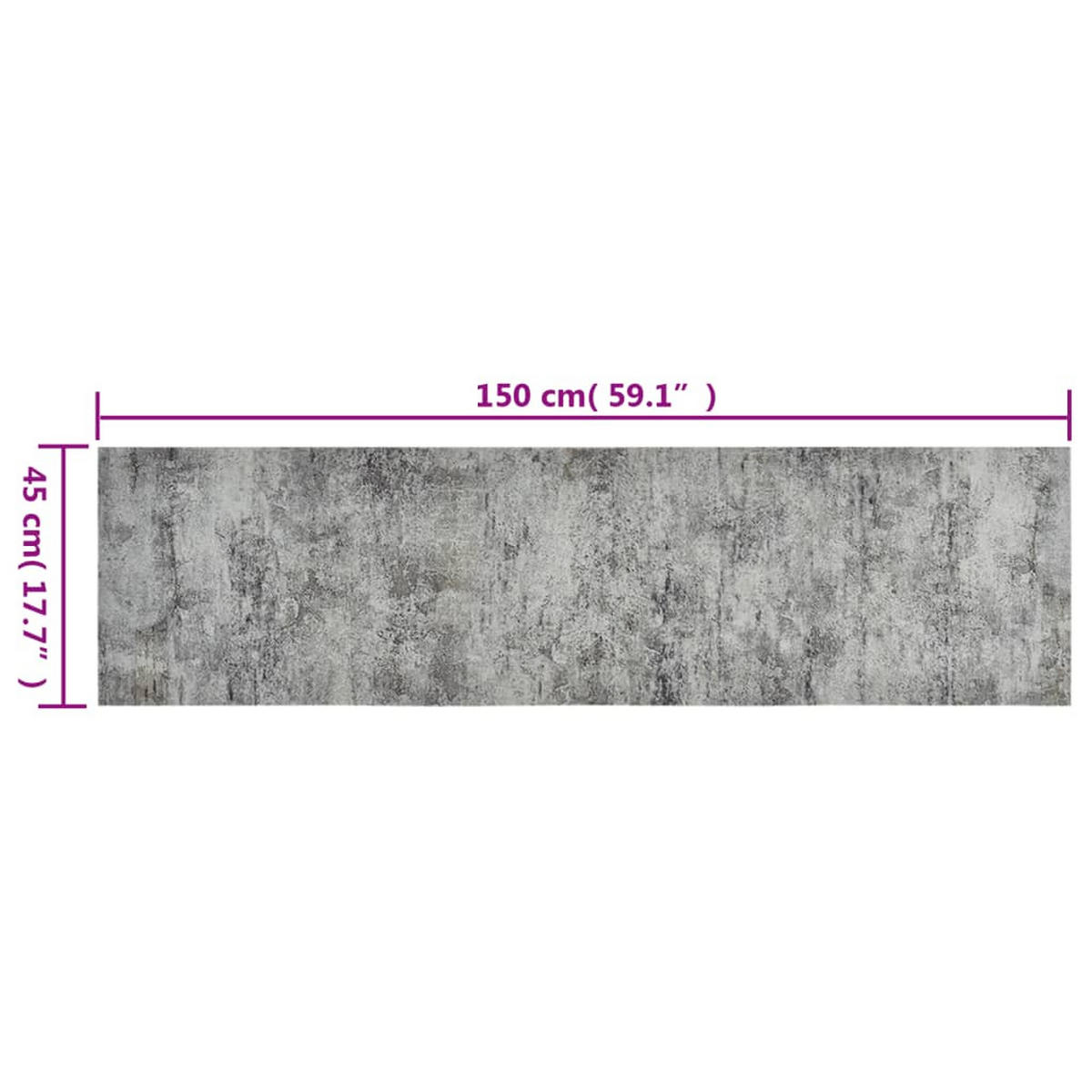 KÜCHENTEPPICH Waschbar Beton 45/150 Cm Samt - Grau, Kunststoff (45/150cm) - vidaXL