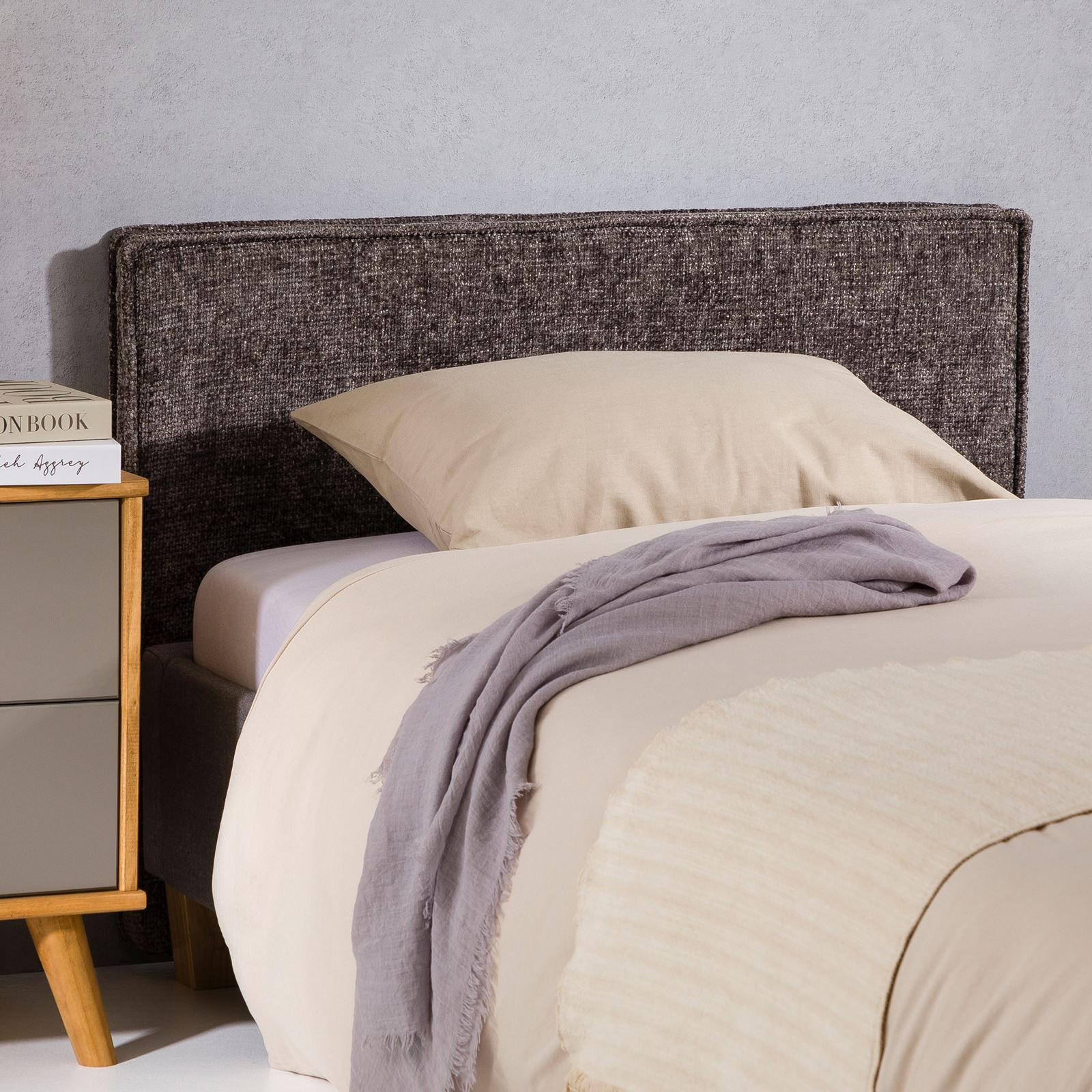 KOPFTEIL YOLAN 90X190 CM - Grau, Textil (91/69/6cm) - IDIMEX