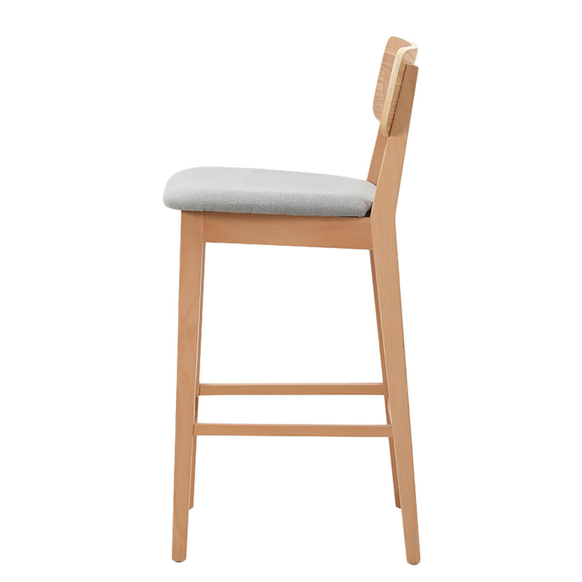 BARSTUHL - Buche teilmassiv / Strukturstoff - Grau / Buche - Buchefarben/Grau, Holz/Holzwerkstoff (40/90/45cm) - home24