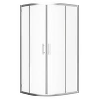 DUSCHKABINE Hela Silber/Transparent, Viertelkreis, 80/80/190 cm - Silberfarben, Glas (80/80/190cm) - bad land