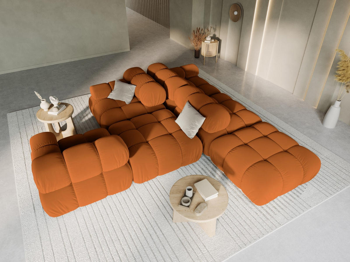 MODULARES-SOFA links Bellis aus Samt terrakotta 4 Sitzplätze - Terra cotta, Textil (94/63/282cm) - Micadoni