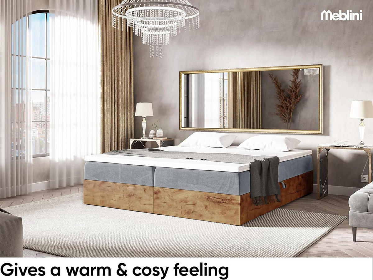 BOXSPRINGBETT LOFTY BOX - Grau, Holzwerkstoff (160/220cm) - Meblini