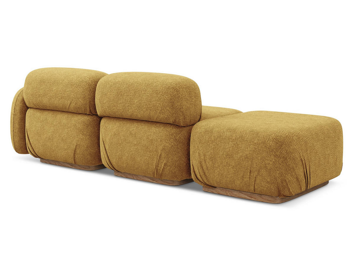 3-SITZER SOFA Links Chenille Stoff Gelb - Currygelb/Gelb, Holz/Textil (258/73/95cm) - Makamii