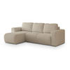 ECKSOFA RINOVA Beige Boucle-Stoff mit Schlaffunktion - Beige, Holz (250/143cm) - MASSENO