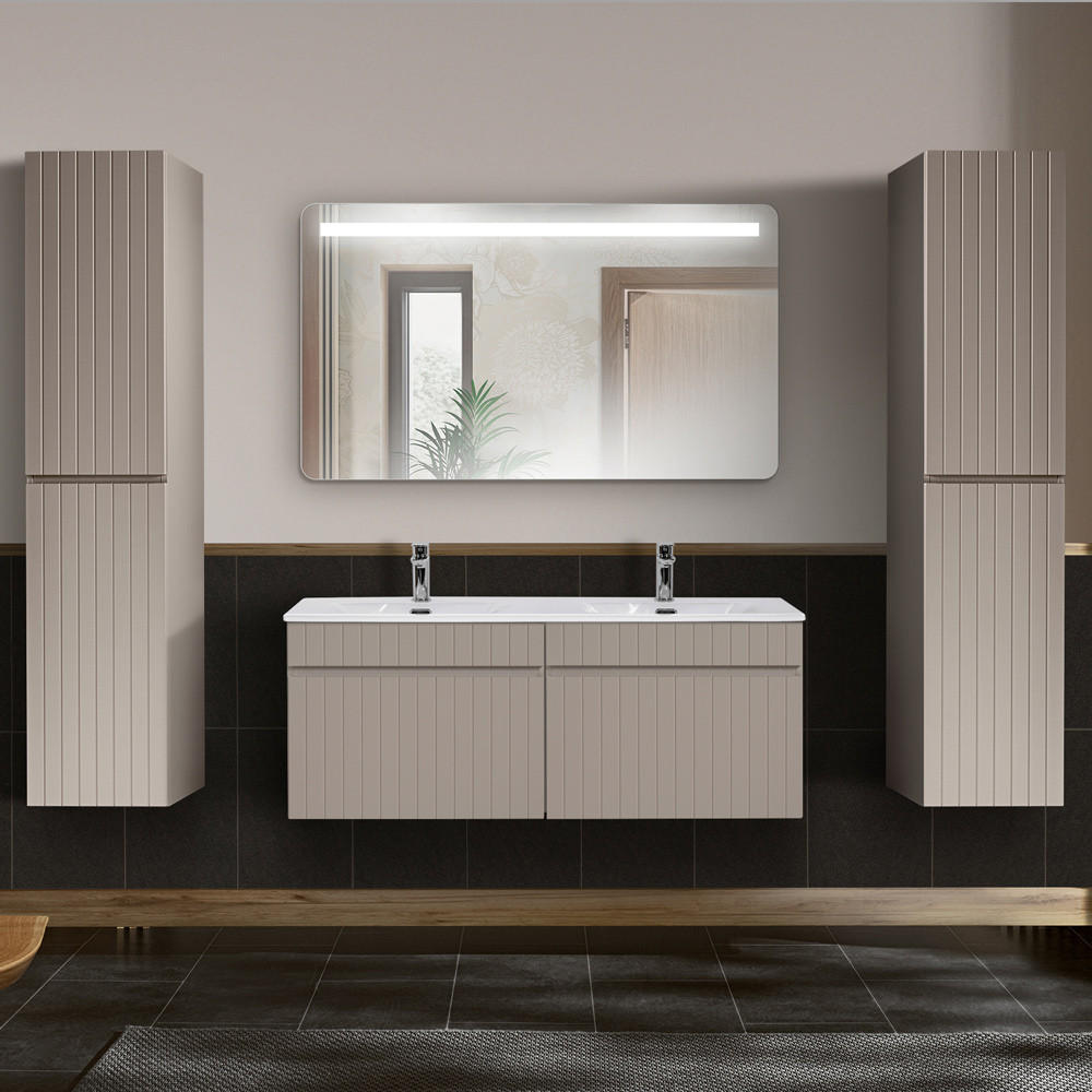 BADMÖBEL-SET 4-TLG. Iraklio-56 - Beige, Holzwerkstoff (230/200/46cm) - Lomado