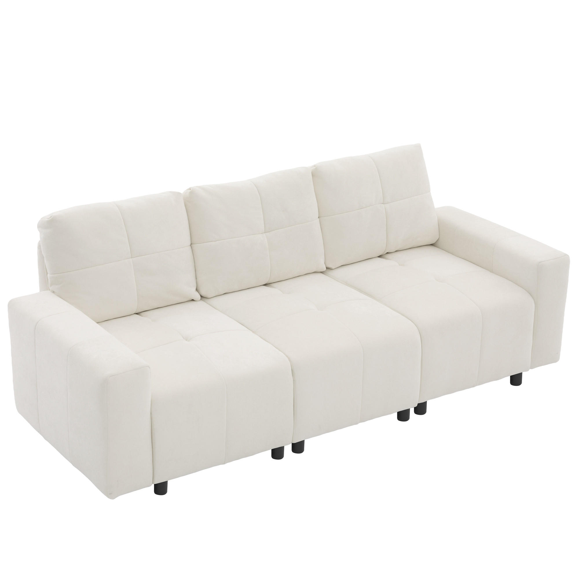 ECKSOFA 213/94/84 cm Beige Weiß mit Schlaffunktion - Creme, Textil (213/94cm) - Oxeza