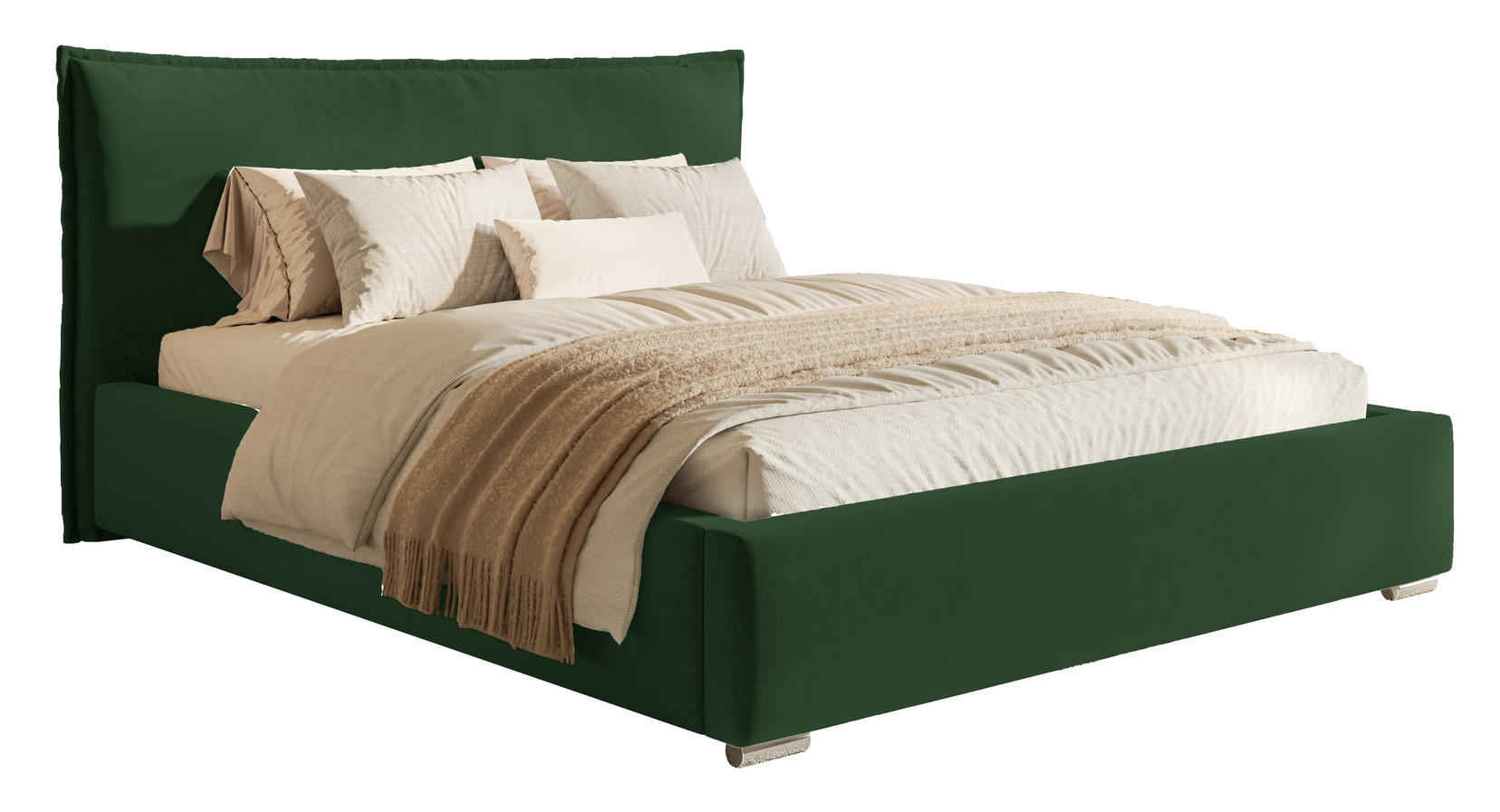 POLSTERBETT 140x200 Zenito mit Kissen-Kopfteil, Bettkasten, Grün - Grün, Holz/Textil (140/200cm) - Emporius