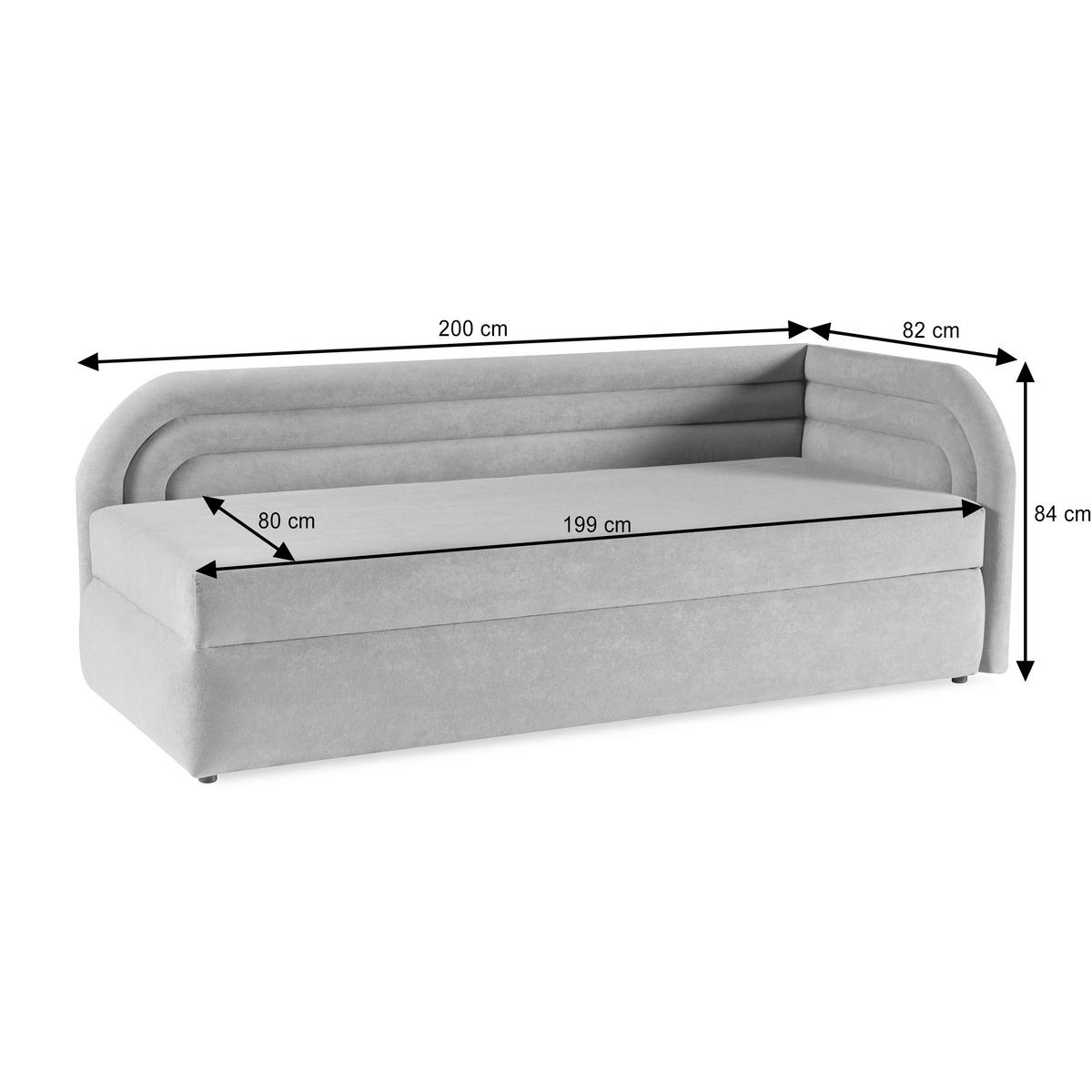 POLSTERBETT Cobi, Eckbett 80x200 cm mit Bettkasten, Hellgrau, Rechts - Hellgrau, Textil (80/200cm) - Beautysofa