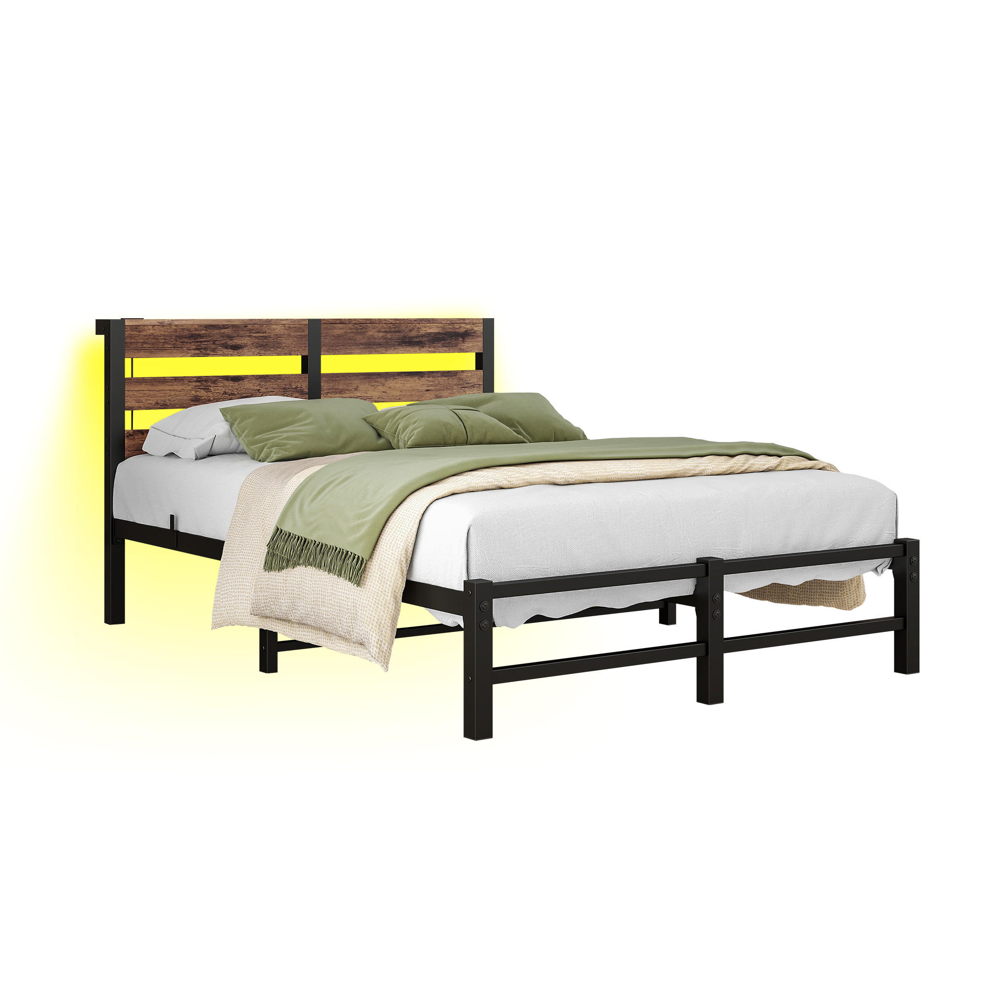 METALLBETT 120x200 cm LED USB Stauraum - Schwarz, Metall (120/200cm) - Fortuna Lai