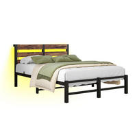 METALLBETT 120x200 cm LED USB Stauraum - Schwarz, Metall (120/200cm) - Fortuna Lai