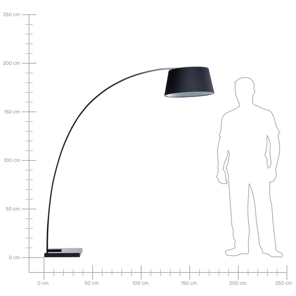 STEHLAMPE Benue 50/160/188 cm - Schwarz, Metall (50/160/188cm) - Beliani