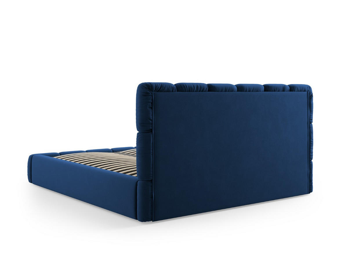 BETT mit Bettkasten und Kopfteil Bellis aus Samt königsblau 180x200cm - Blau, Textil (180/200cm) - Micadoni