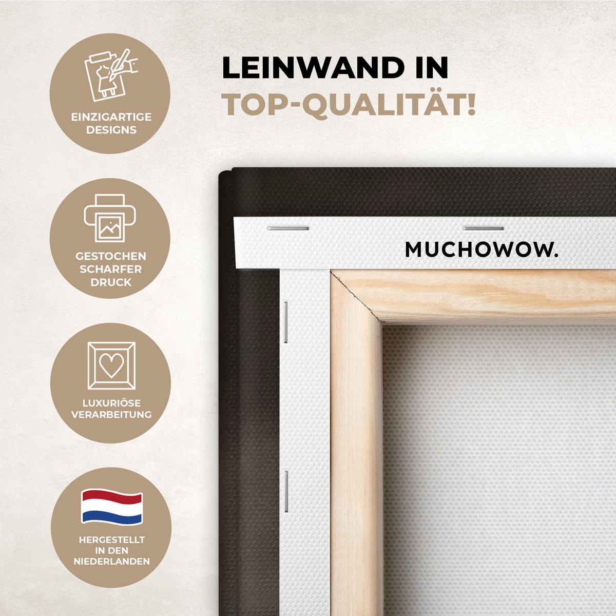 LEINWANDBILD Rotwild - Schwarz - Gold Groß 140x90 cm - Braun, Textil (140/90cm) - MuchoWow