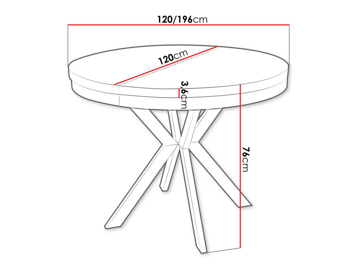 ESSTISCH ausziehbar Edder 120 - Eichefarben/Schwarz, Holzwerkstoff/Metall (120/120/76cm) - MIRJAN24