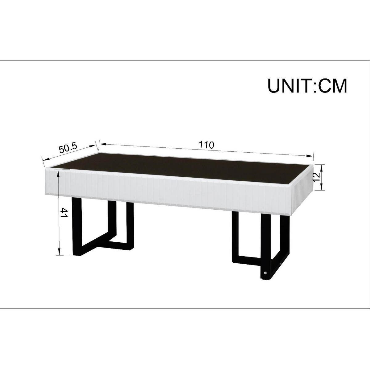 COUCHTISCH- und TV-Möbel-Set aus MDF und Holzwerkstoff 170x35x47 / 110x50,5x41 cm Schwarz/Weiß mit Stauraum und Hochglanzplatte - Schwarz, Holzwerkstoff (170/47/35cm) - Modfu