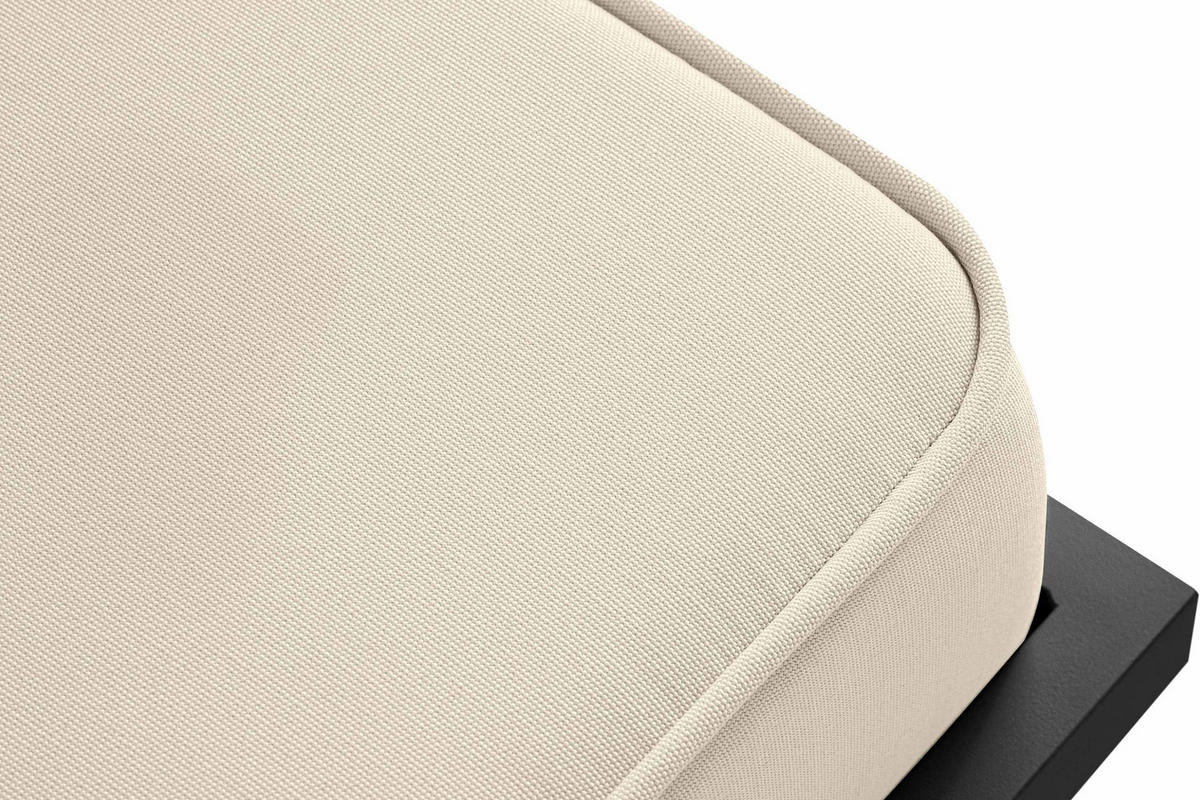 GARTENLOUNGE-HOCKER TRIGLO auf Metallfüßen, Modern, Dunkelgrau/Cremeweiß - Dunkelgrau/Creme, Textil/Metall (69/44/54cm) - KONSIMO®