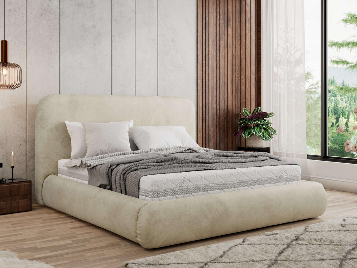 POLSTERBETT BENEA CLASSIC 200/200 - Beige Velvet - Pocket-Matratze - Beige, Textil (200/200cm) - MKS