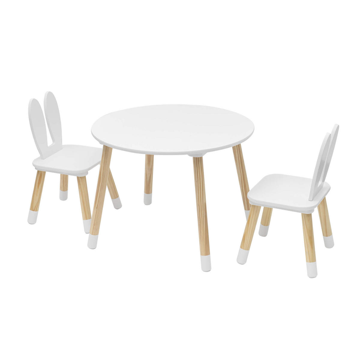 KINDERTISCH UND STÜHLE SET Weiß 60/60/44 cm - Weiß, Holzwerkstoff (60/44/60cm) - Mobili Rebecca