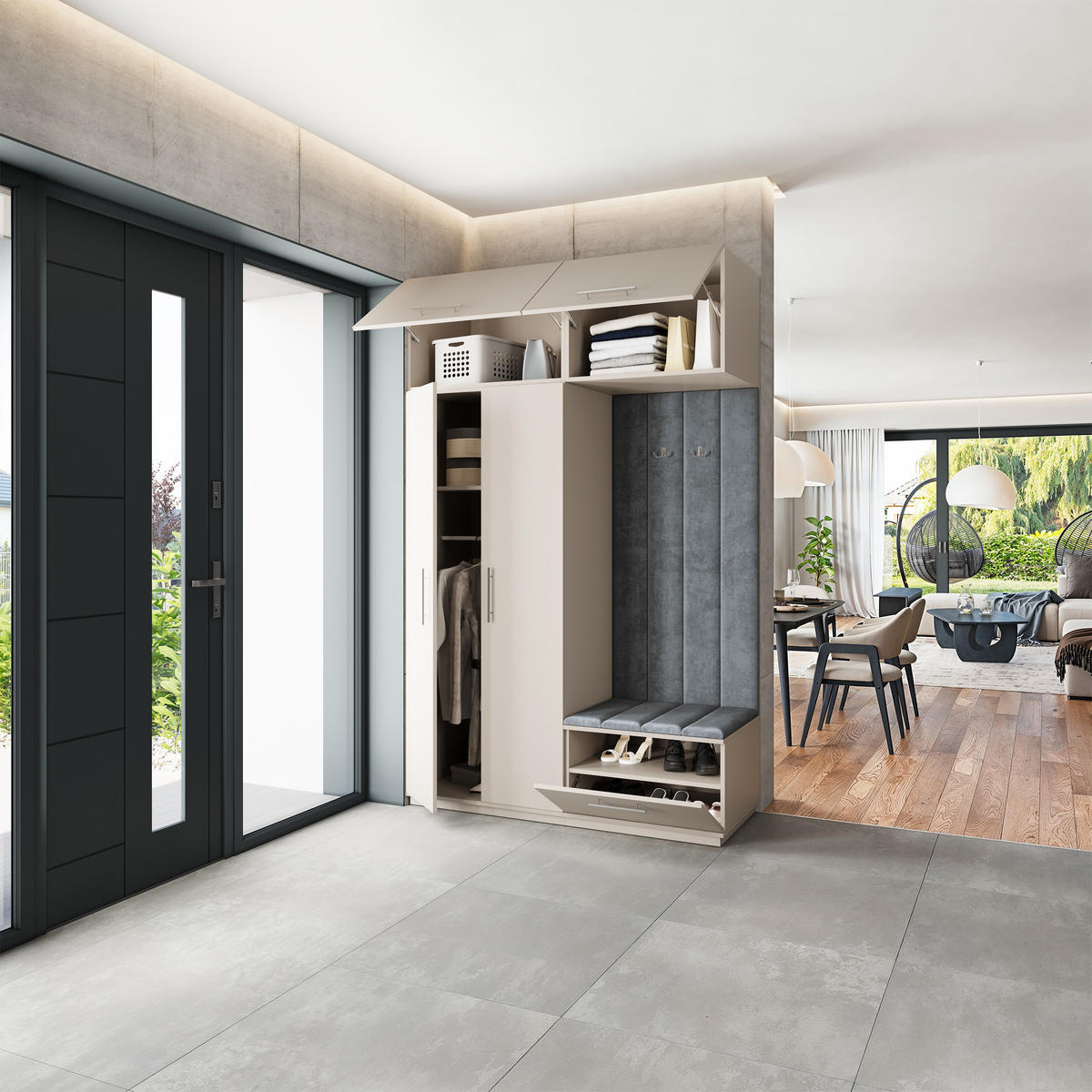 GARDEROBENSCHRANK REMA 150/240/60 cm Modern Garderobe-Set Kaschmir - Kaschmir/Grau, Holzwerkstoff (150/240/60cm) - MASSENO