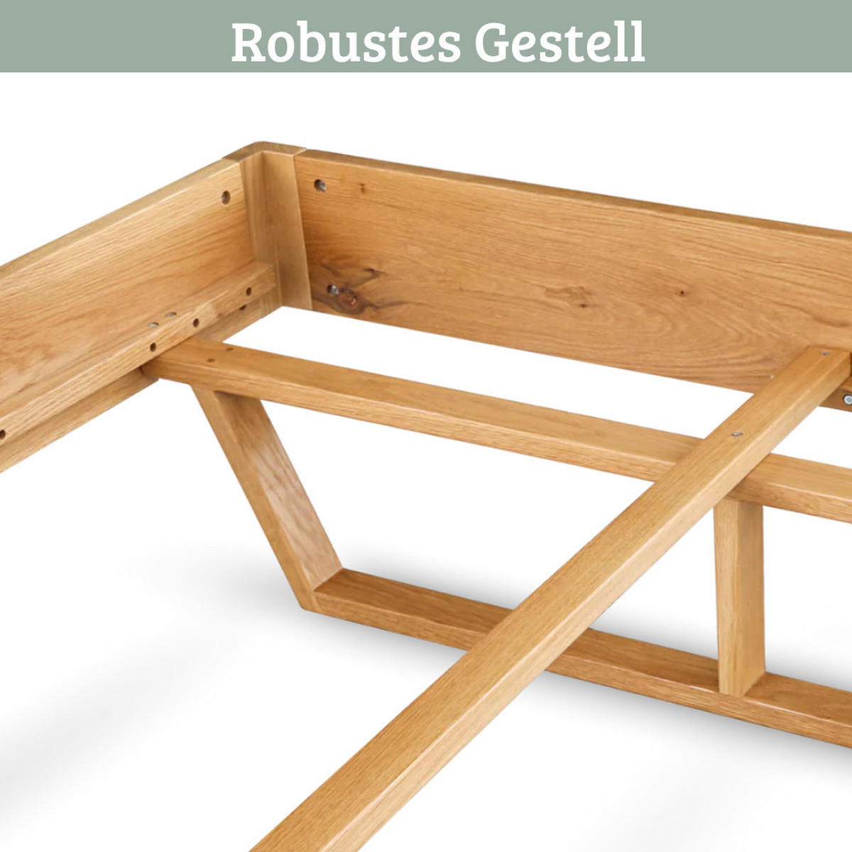 MASSIVHOLZBETT 160x200 cm KEILO Eichenholz Bettrahmen Eichenkufen - Braun, Holz (160/200cm) - DELUKE