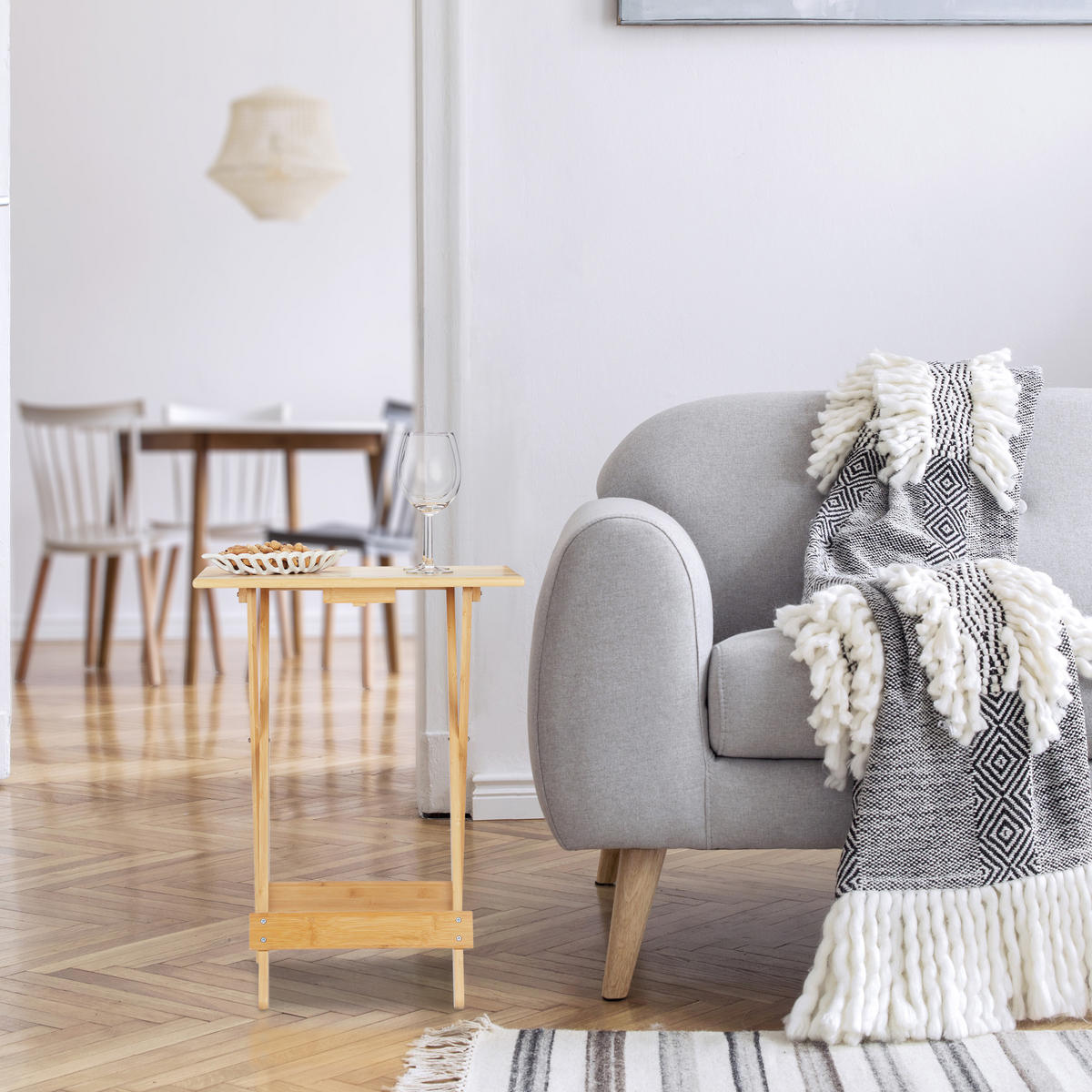 KLAPPTISCH - Hellbraun, Holz (38/48/63.5cm) - Relaxdays