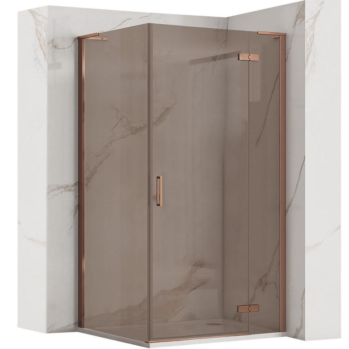 DUSCHKABINE Rea Hugo Copper Brush 80x80 - Kupferfarben, Glas (80/80/200.5cm) - REA