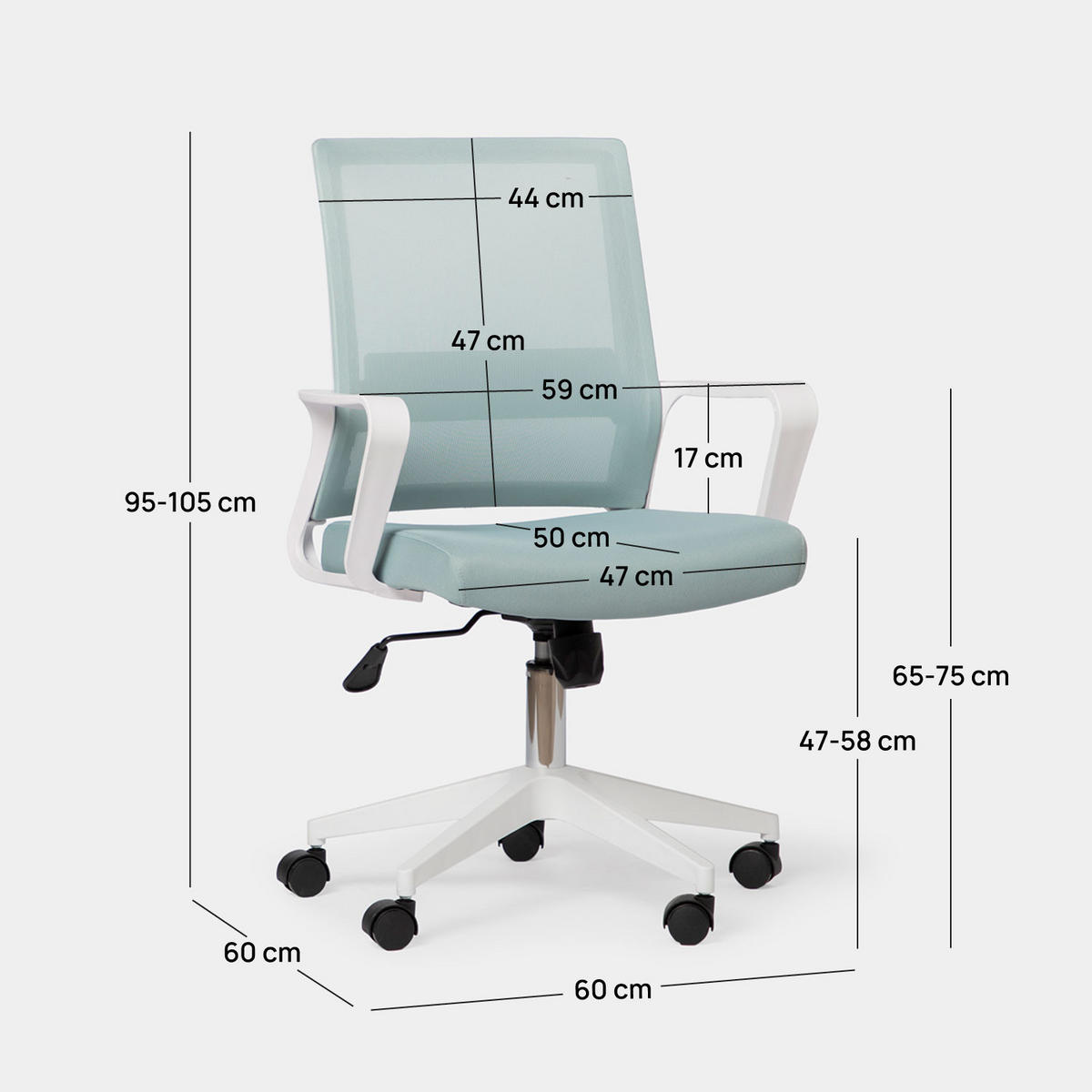 SCHREIBTISCHSTUHL Sayla Grün 60 cm x 95-105 cm - Grün, Textil (60/95/60cm) - Klast Home