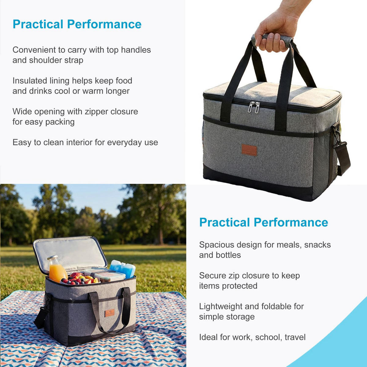 KÜHLTASCHE Thermotasche - Grau, Textil (28/31/42cm) - Intirilife