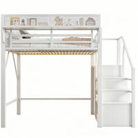 HOCHBETT 140/200 cm in Weiß mit LED, Regal und Leiter im Metall-Design - Weiß, Holzwerkstoff/Metall (140/200cm) - STILVORA