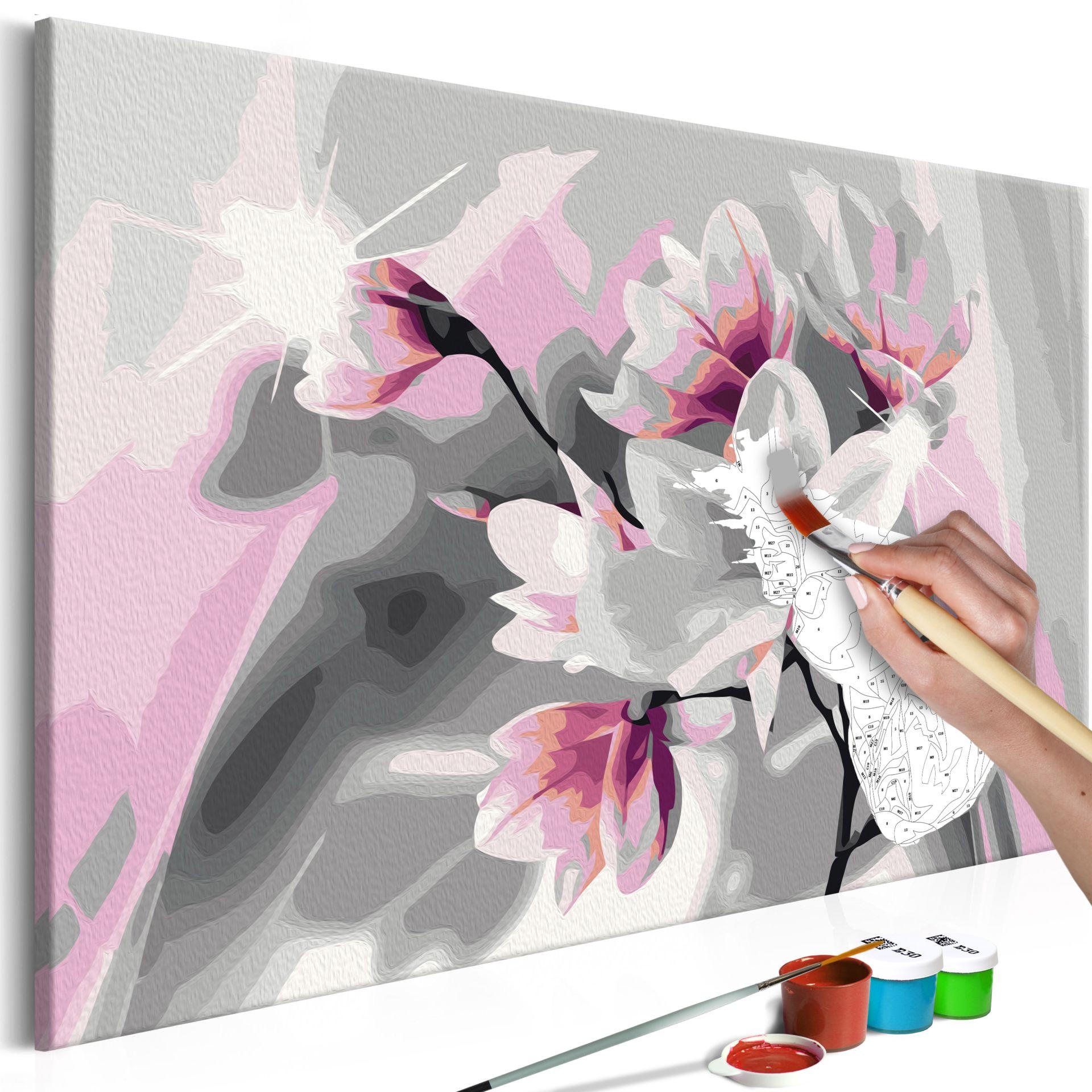 MALEN NACH ZAHLEN 50/40 cm - Pink/Grau, Textil (1.4/40cm) - KUNSTLOFT