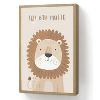 NACHTTISCHLAMPE MIT AKKU Löwe - Beige - Tier - Mutig - Zitat 40x60 cm - Beige, Holzwerkstoff (8/40/60cm) - OnlyWow