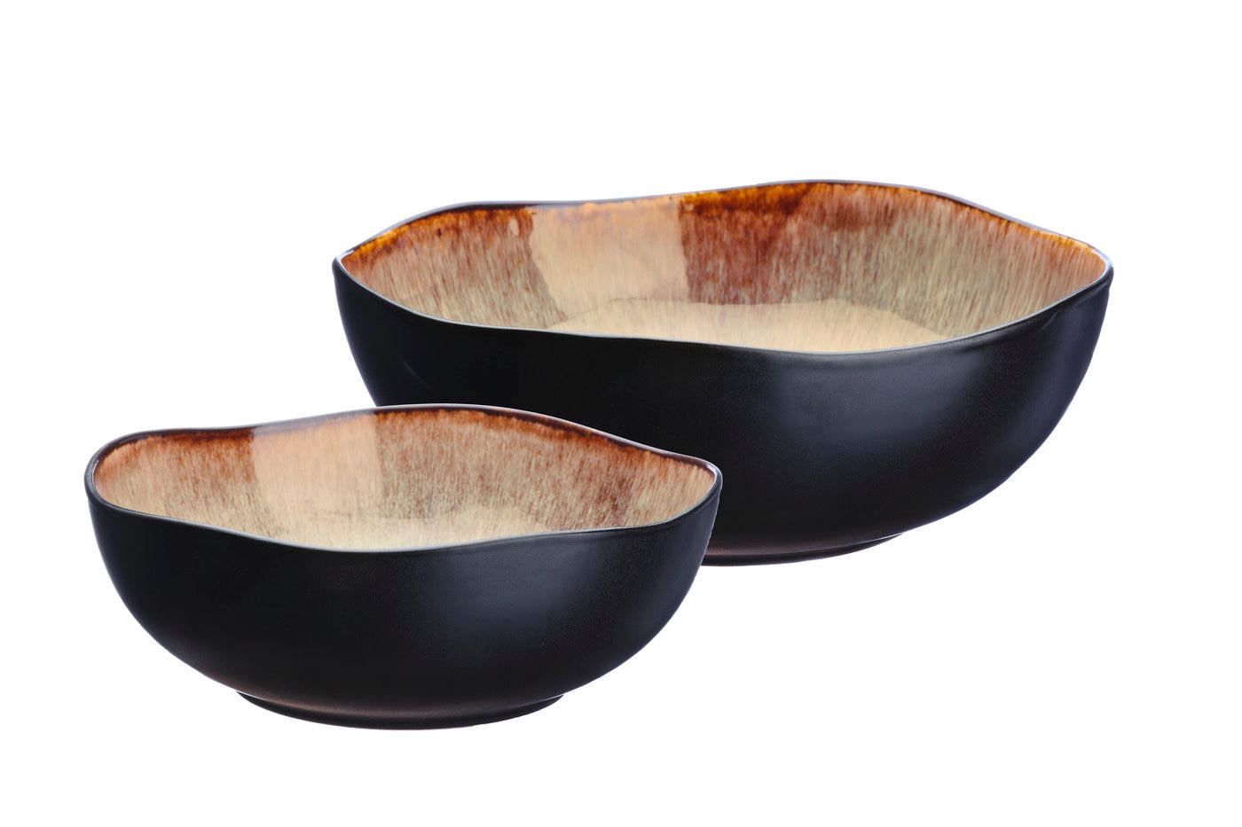 SALATSCHALEN Iris Ø24cm und Ø28,5cm - 2er-Set - Wildbraun - Braun, Keramik - Björn