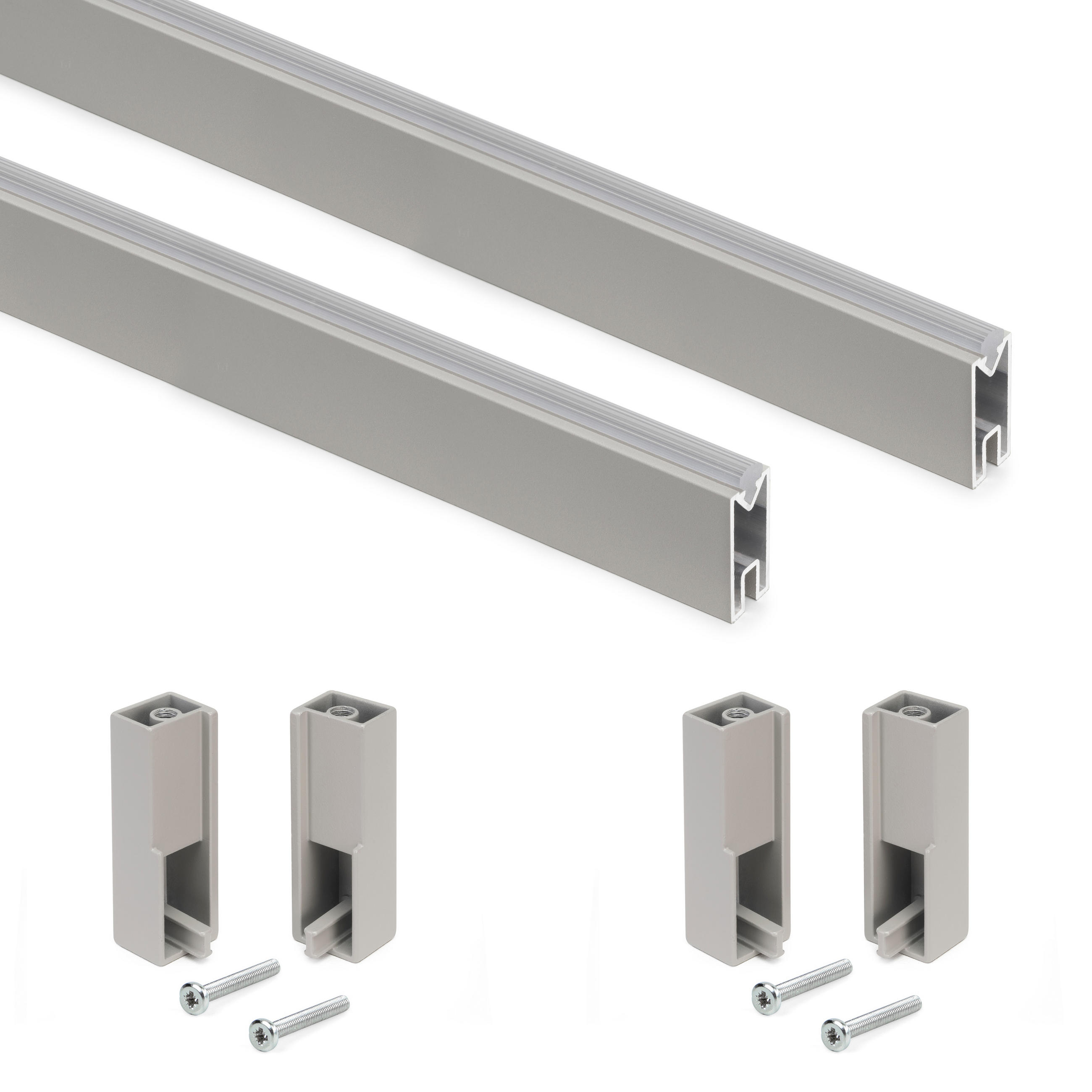 GARDEROBENSTANGEN Luxe, 0,75m mit Halterungen, Aluminium und Kunststoff, Steingrau lackiert 2er-set - Grau, Metall (75cm) - EMUCA