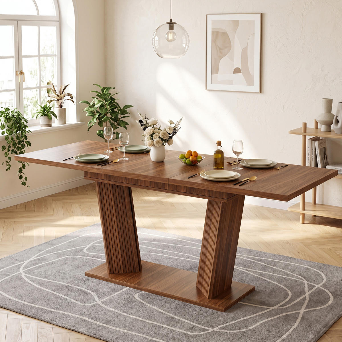 ESSTISCH Ausziehbar Dunkelbraun Modern Holzoptik 120-160cm - Dunkelbraun, Holzwerkstoff (80/160/76cm) - Urban Meuble