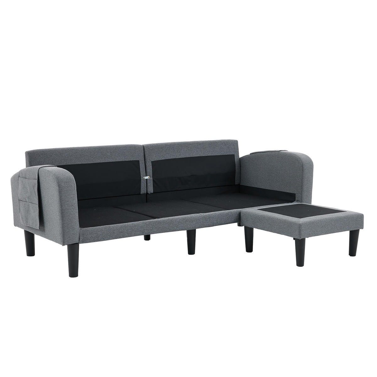 ECKSOFA 204/136/80 cm Grau mit Chaiselongue und Aufbewahrungstasche - Grau, Textil (204/136cm) - Oxeza