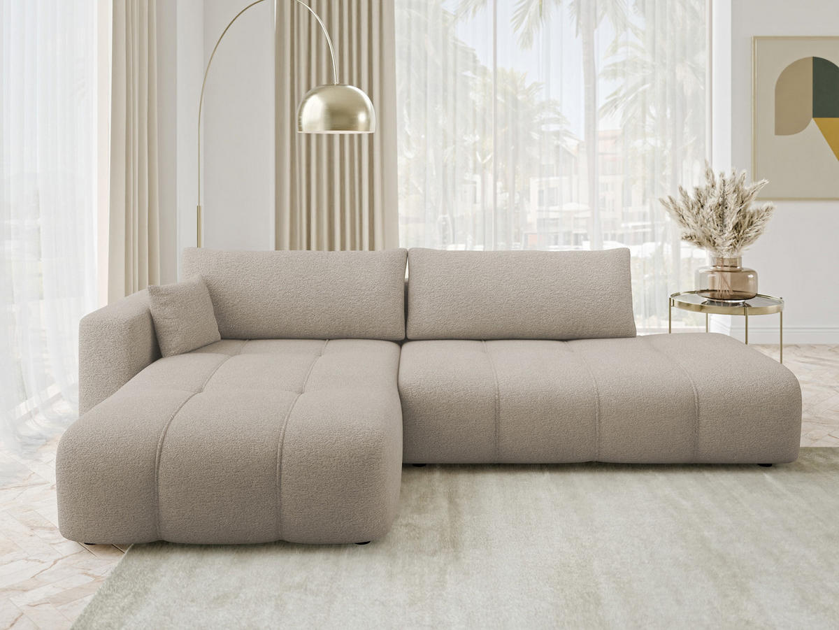ECKSOFA Furyn O, Seite: Links - Beige/Schwarz, Holzwerkstoff/Kunststoff (262/145cm) - MIRJAN24