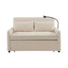 SCHLAFSOFA Doppel Klappbares mit verstellbarer Rückenlehne und USB-Anschluss Chenille Beige 129/163/81 cm - Beige, Textil (129/81/76cm) - OKWISH