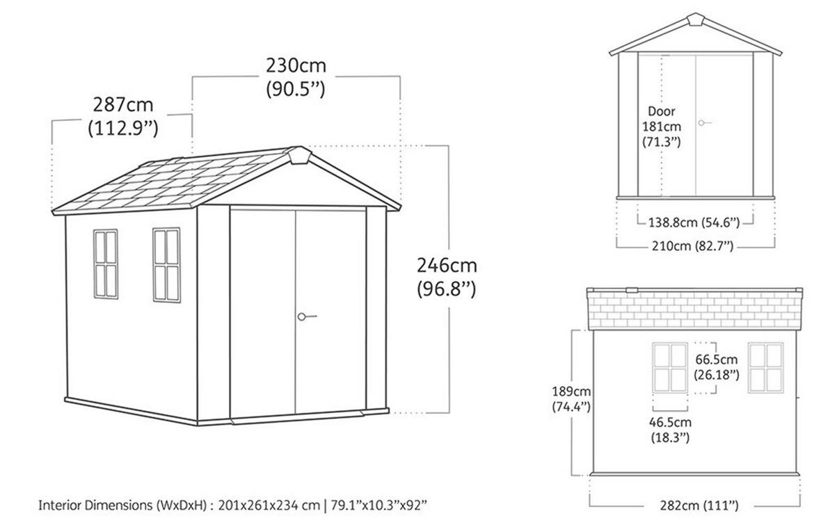 GARTENHAUS Newton - Grau, Kunststoff (287/246/230cm) - Keter