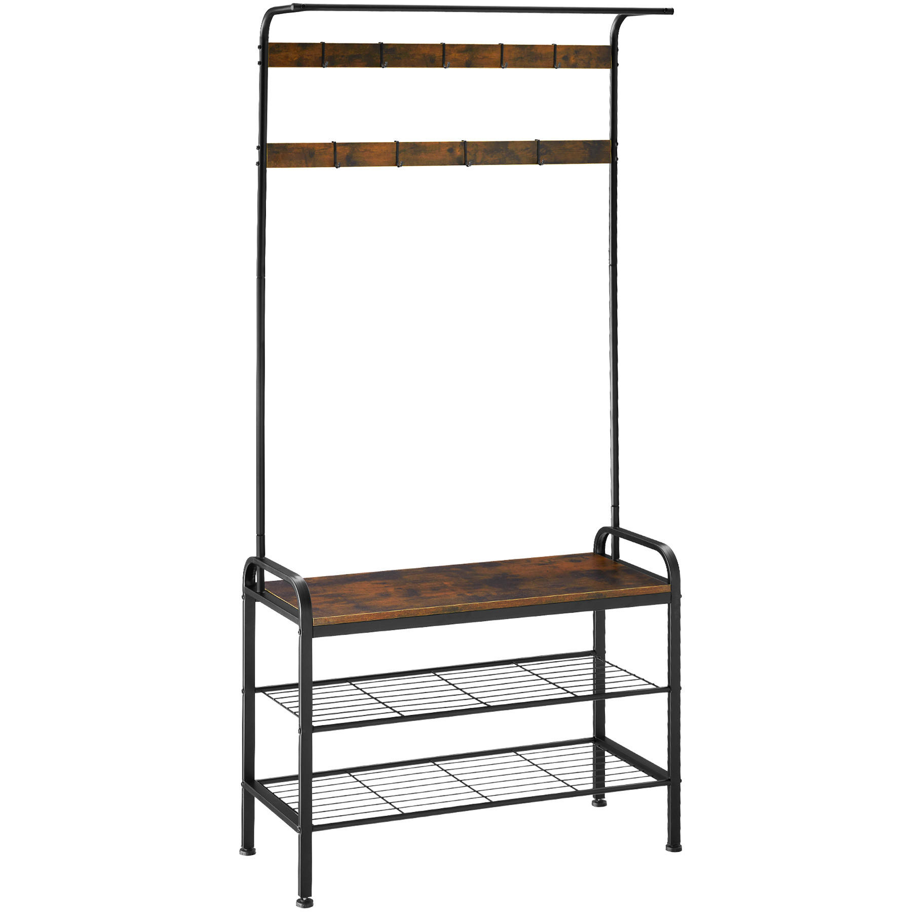 GARDEROBENSTÄNDER Alberta,inklusive Kippschutz, 85,5 x 36 x 184 cm,Industrial Holz dunkel, rustikal - Rostfarben, Textil (36/184/85.5cm) - tectake