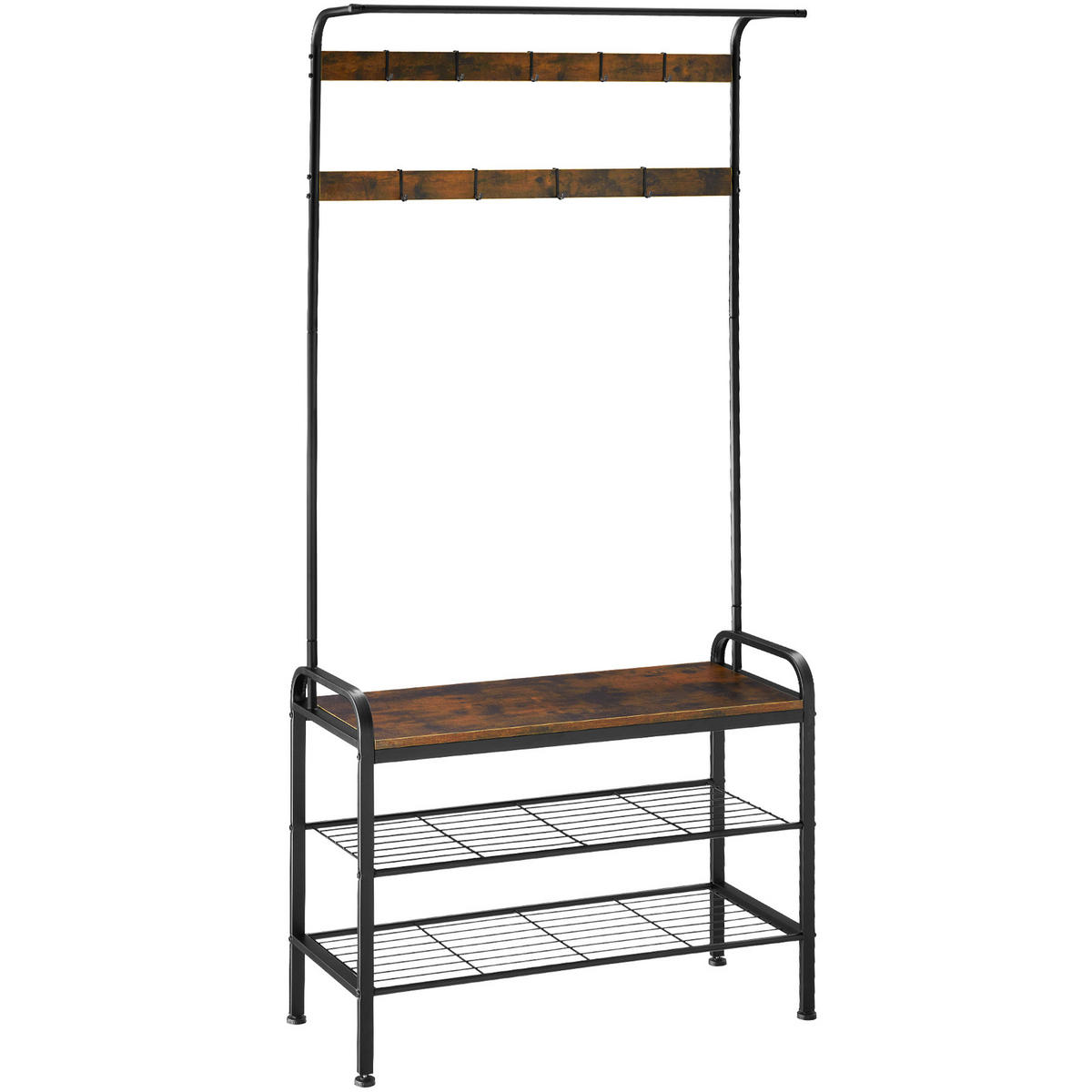 GARDEROBENSTÄNDER Alberta,inklusive Kippschutz, 85,5 x 36 x 184 cm,Industrial Holz dunkel, rustikal - Rostfarben, Textil (36/184/85.5cm) - tectake