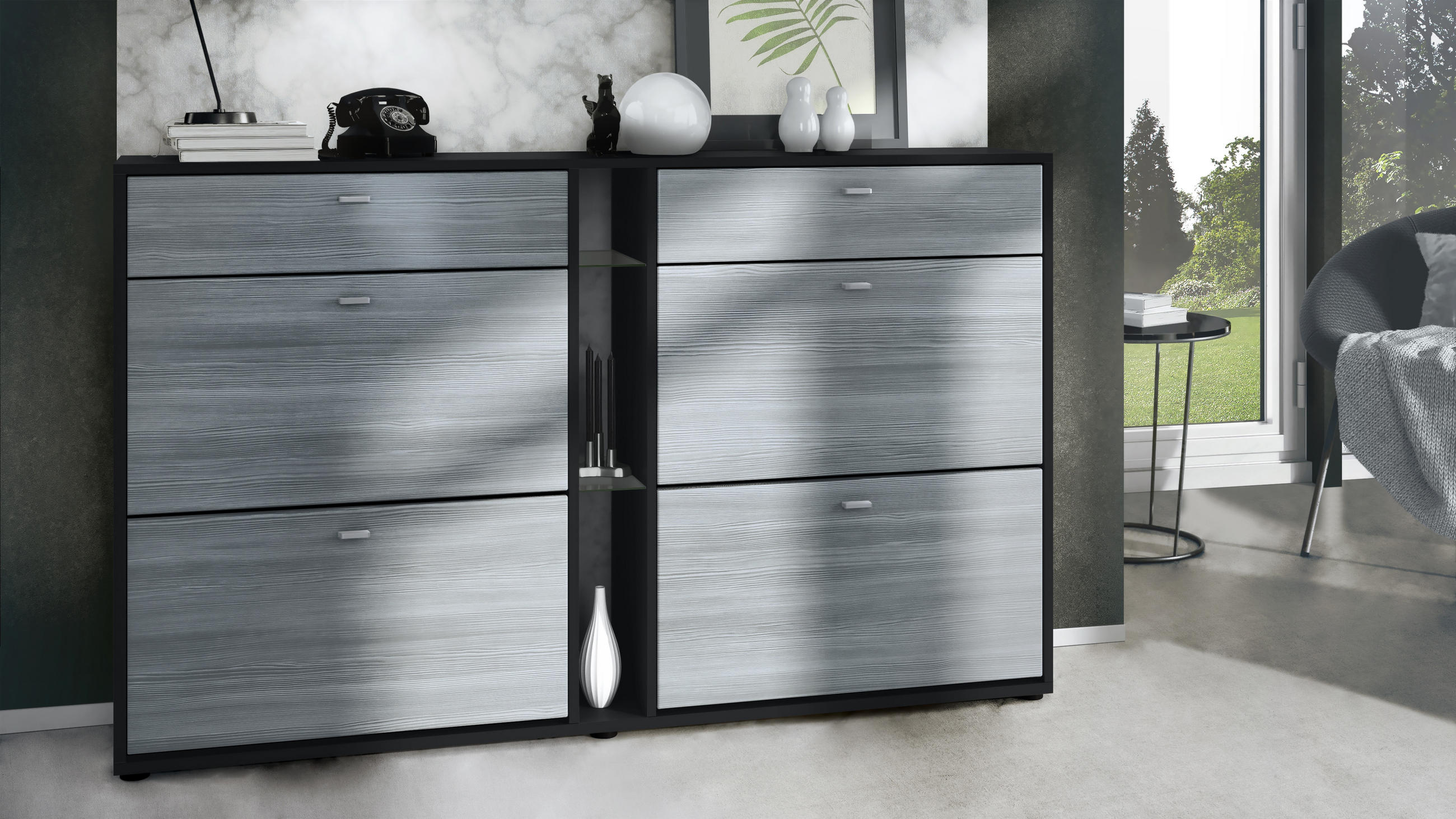 SCHUHSCHRANK Today Fronten in Avola-Anthrazit - Anthrazit, Holzwerkstoff (155.5/95/28cm) - Vladon