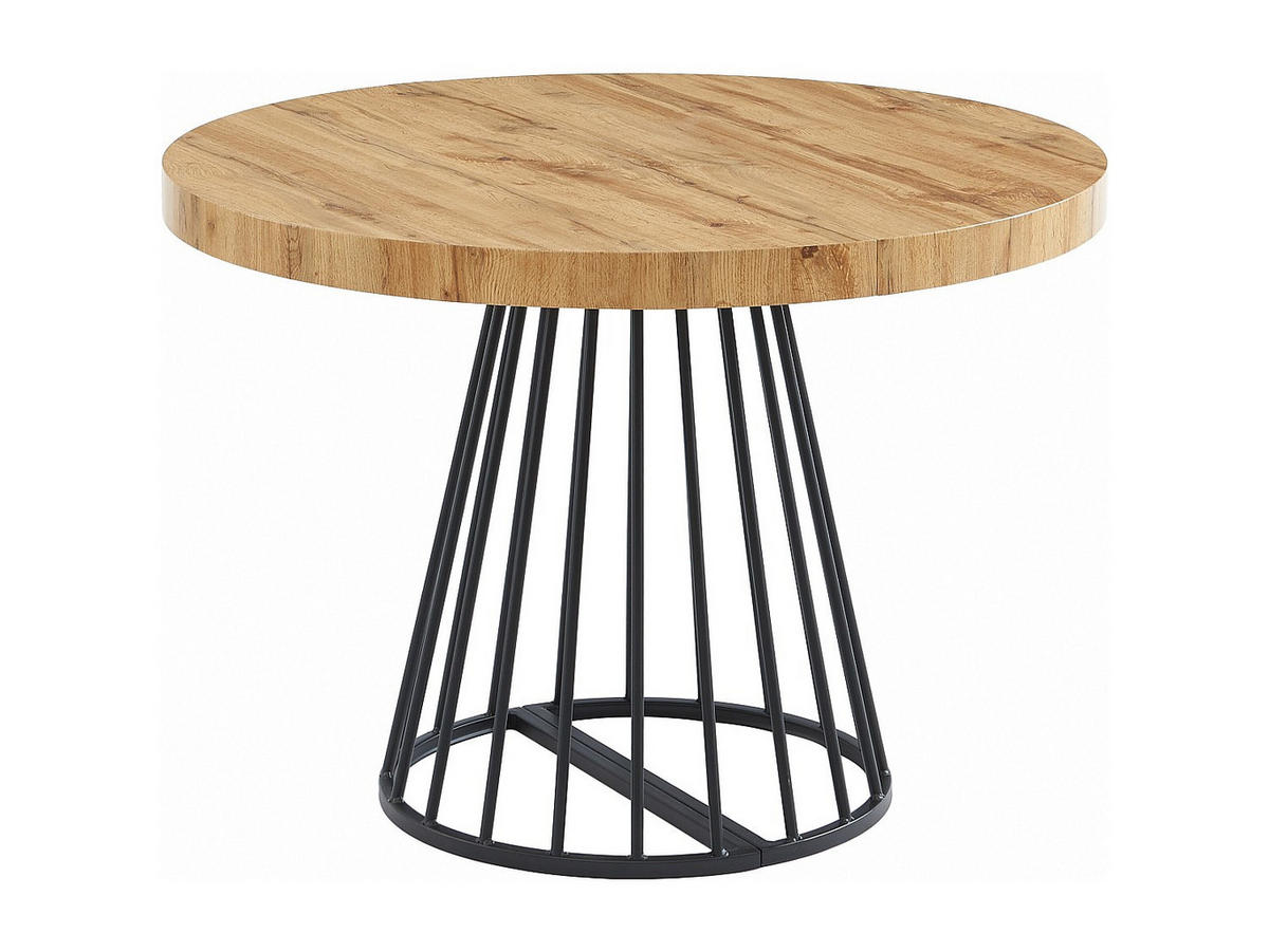 ESSTISCH ausziehbar - 2 bis 12 Personen - MDF & Stahl - Holzfarben & Schwarz - FIRELA - Schwarz/Naturfarben, Holz (260/110/76cm) - Vente-Unique