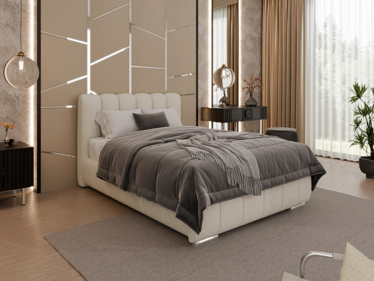 POLSTERBETT Zaira 120x200cm – Elegantes Polsterbett für modernen Wohnstil , ohne matratze, creme - Creme, Holz (120/200cm) - Panda Möbel