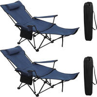 CAMPINGSTUHL Faltbar 2er Set mit Fußablage Blau - Blau, Textil (84/88.5/160cm) - Woltu